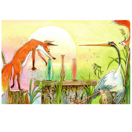 Лиса и журавль.