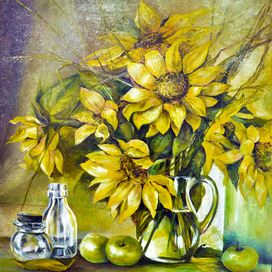 Картина натюрморт "Подсолнухи"