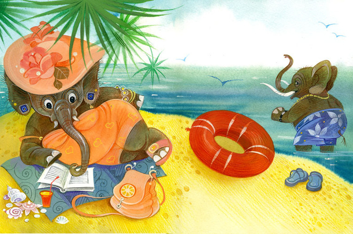 Слониха читает