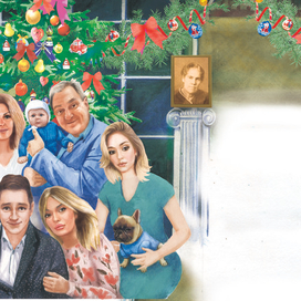 Иллюстрация для семейной книги с портретным сходством