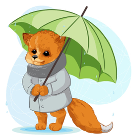 лис под зонтом