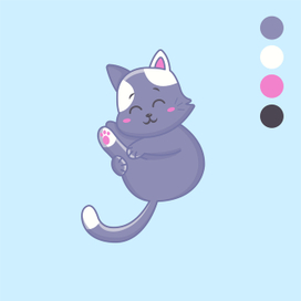 Cute cartoon gray cat vector illustration