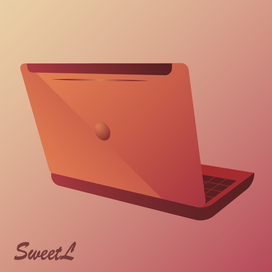 Orange laptop computer for website