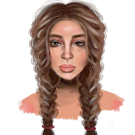 Девушка с косами