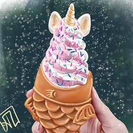  Мороженое с вафлей тайяки