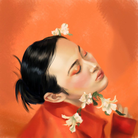 girl with alstroemeria