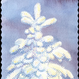 ель под снегом