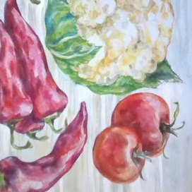 Овощи, акварель, бумага