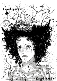 Девушка с гнездом_Векторная графика