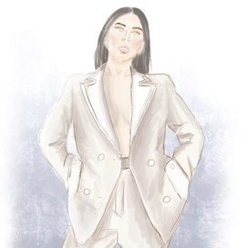 Fashion sketch of famous woman