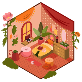 Изометрия/Isometry. Room for a gardener girl.