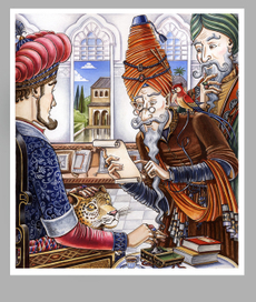 Иллюстрация к сказке Вильгельма Гауфа "Халиф-аист"