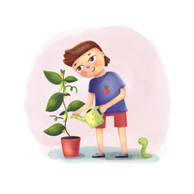 Иллюстрация для боксов с растениями для детей.