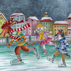 Собаки на коньках.