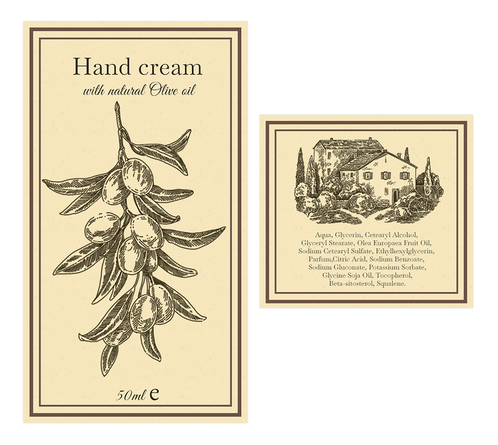 Этикетка для крема с оливковым маслом