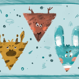 Персонажи животные из треугольной формы