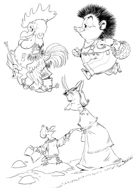 контуры персонажей к детской книжке