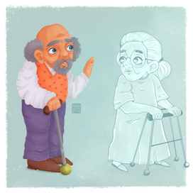 Пожилая парочка прощается