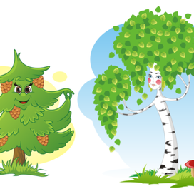 Сказочные деревья. Ёлочка и берёзка