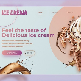 Concept ice crwam. Landing page 