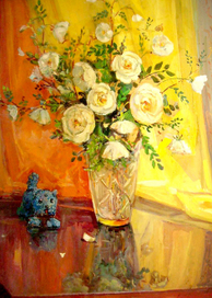 Розы с собачкой