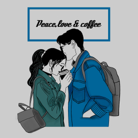 Арт-принт /Peace,love & coffee/