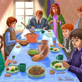 Ужин в Норе. Гарри Поттер