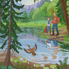 лесное озеро