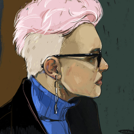 Портрет с розовыми волосами