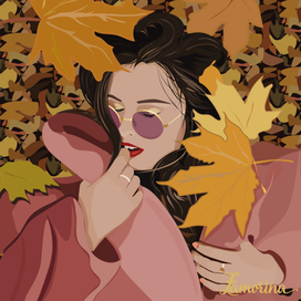 Мода. Девушка в листьях