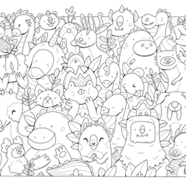 Раскраска с дудл монстриками