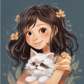 Girl and cat 