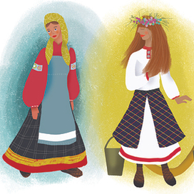 Девушки в русских костюмах 
