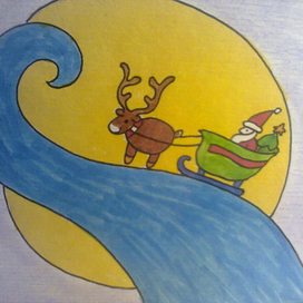 Дед мороз, луна, олень, романтика