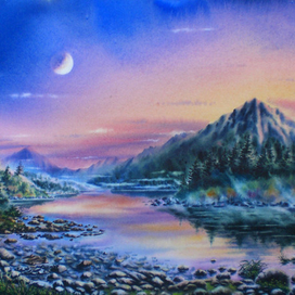 Пейзаж с луной