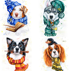 Акварельные псы