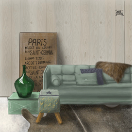 Интерьерный скетч в Procreate