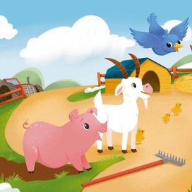 детская книга ферма животные сельские свинья коза птица