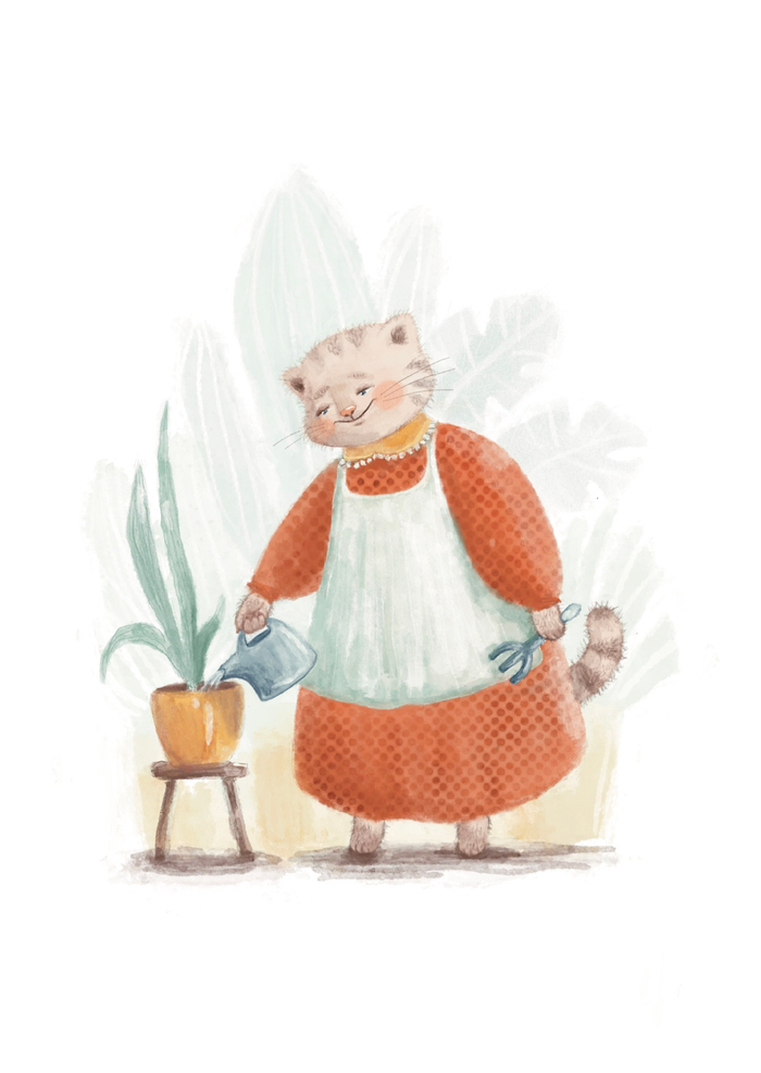 Кошка и цветы