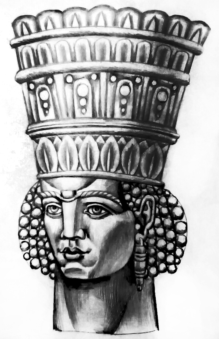 21. "Ассирийская царица", бумага, карандаш. 2017 г. 