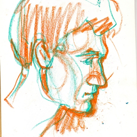 Набросок головы масляной пастелью