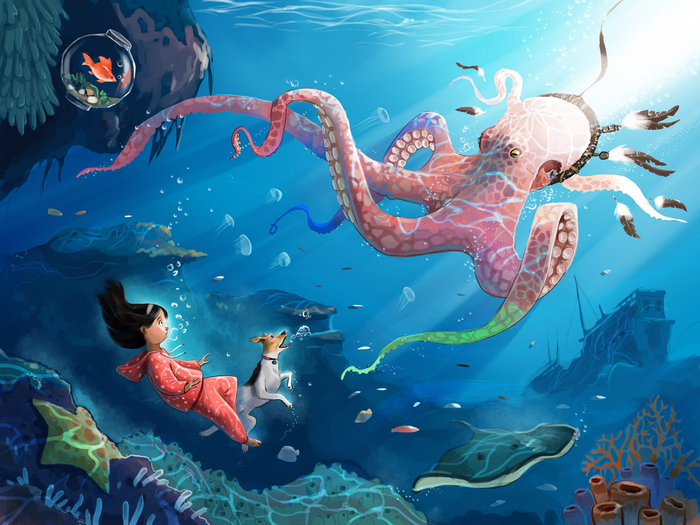 A GIGANTIC OCTOPUS emerges from what was the dreamcatcher