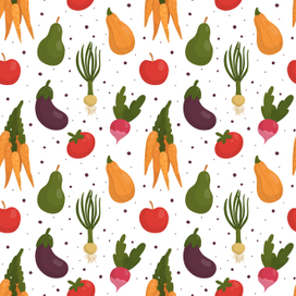 Паттерн с овощами и фруктами 