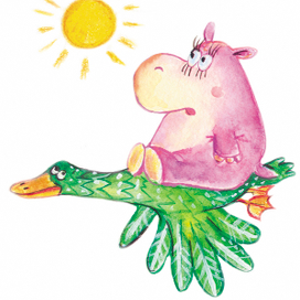 Бегемотик летит на утке