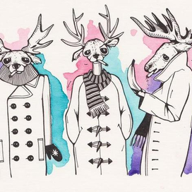 Лось и два оленя