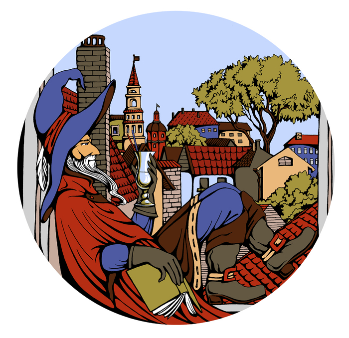 Странник. Эскиз панно для рестобара.