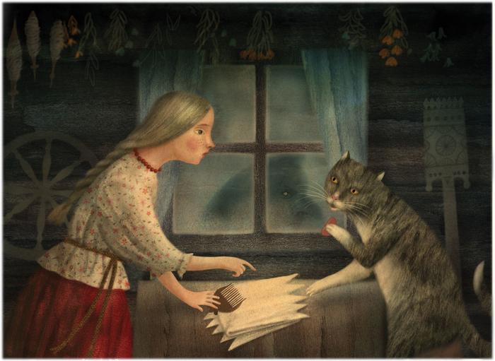 Иллюстрация к сказке "Баба Яга" для сборника русских сказок издательства Лабиринт Пресс