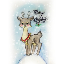 merry christmas олененок
