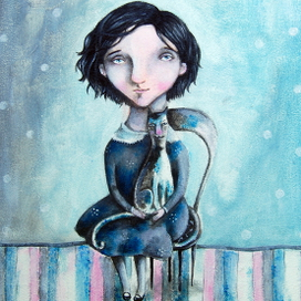 девочка и кот