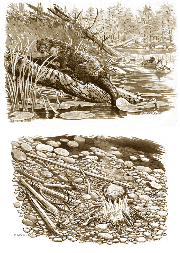 Ночная охота на выдру. Заставка и концовка.